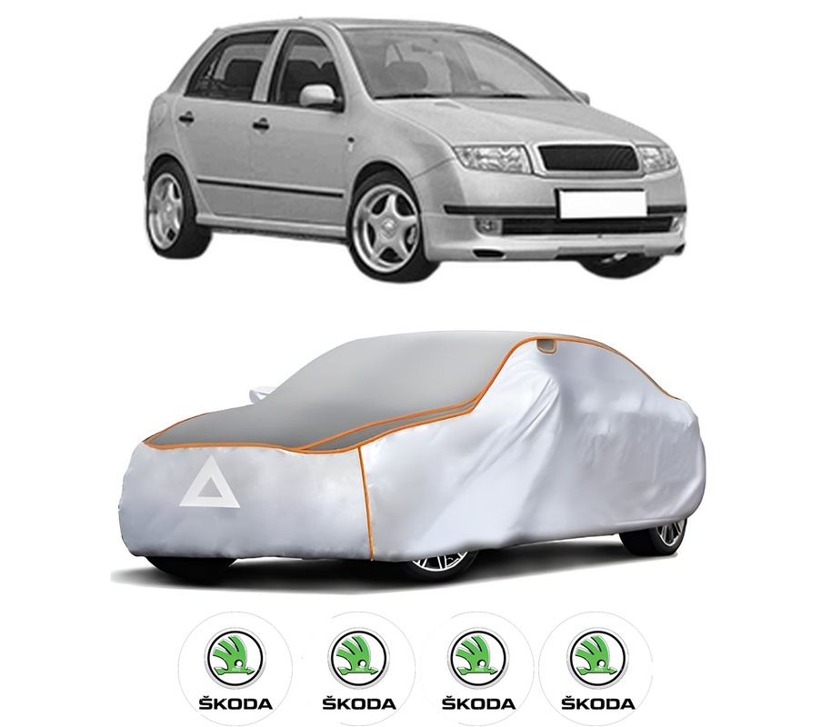 Husa Prelata Antigrindina Auto SKODA FABIA I (6Y2) din 1999-2008, Protectie auto contra intemperiilor la grindina, Waterproof, 4x Stickere auto SKODA