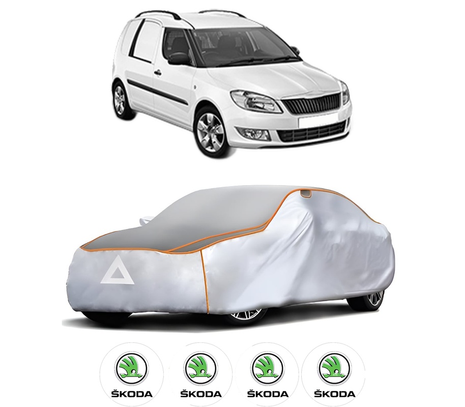 Husa Prelata Antigrindina Auto SKODA FABIA I Praktik (6Y5) din 2000-2007, Protectie auto contra intemperiilor la grindina, Waterproof, 4x Stickere auto SKODA