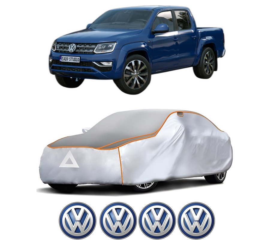 Husa Prelata Antigrindina Auto Volskwagen AMAROK (T1A, T1B) din 2022, Protectie auto contra intemperiilor la grindina, Waterproof, 4x Stickere auto Volskwagen