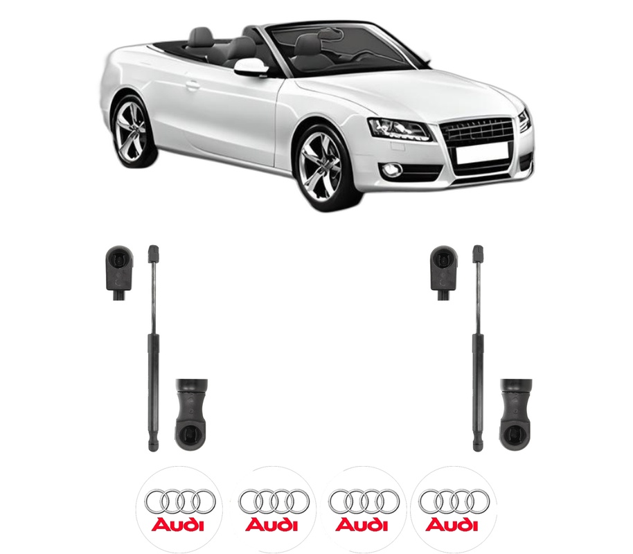 Set amortizoare portbagaj haion pentru AUDI A5 Convertible (8F7) din 2009-2017, 2 bucati, KROSNO, 4 stickere auto AUDI