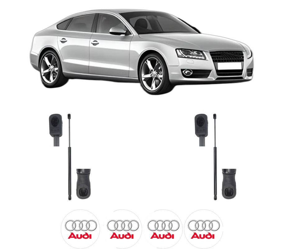 Set amortizoare portbagaj haion pentru AUDI A5 Sportback (8TA) din 2009-2017, 2 bucati, MAGNUM TECHNOLOGY, 4 stickere auto AUDI