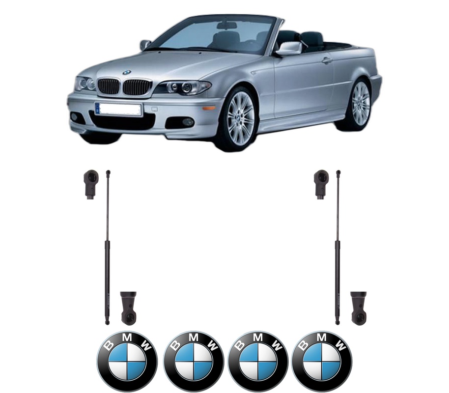 Set amortizoare portbagaj haion pentru BMW 3 Convertible (E93) din 2006-2013, 2 bucati, KROSNO, 4 stickere auto BMW