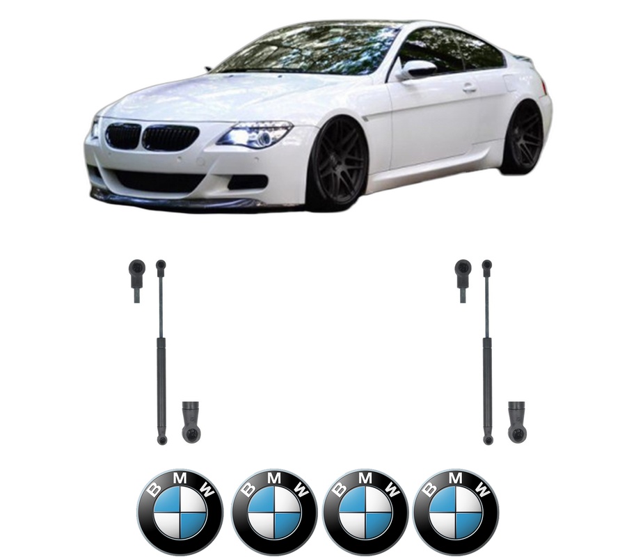 Set amortizoare portbagaj haion pentru BMW 6 Convertible (E64) din 2004-2010, 2 bucati, KROSNO, 4 stickere auto BMW