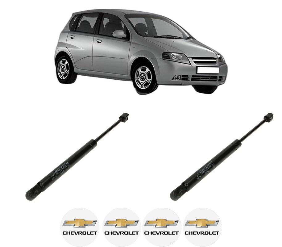 Set amortizoare portbagaj haion pentru CHEVROLET AVEO / KALOS Hatchback (T200) din 2003-2008, 2 bucati, KROSNO, 4 stickere auto CHEVROLET