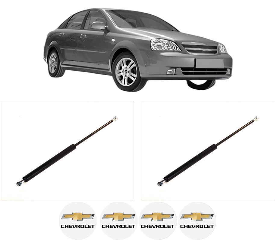 Set amortizoare portbagaj haion pentru CHEVROLET LACETTI (J200) din 2005-2013, 2 bucati, KROSNO, 4 stickere auto CHEVROLET