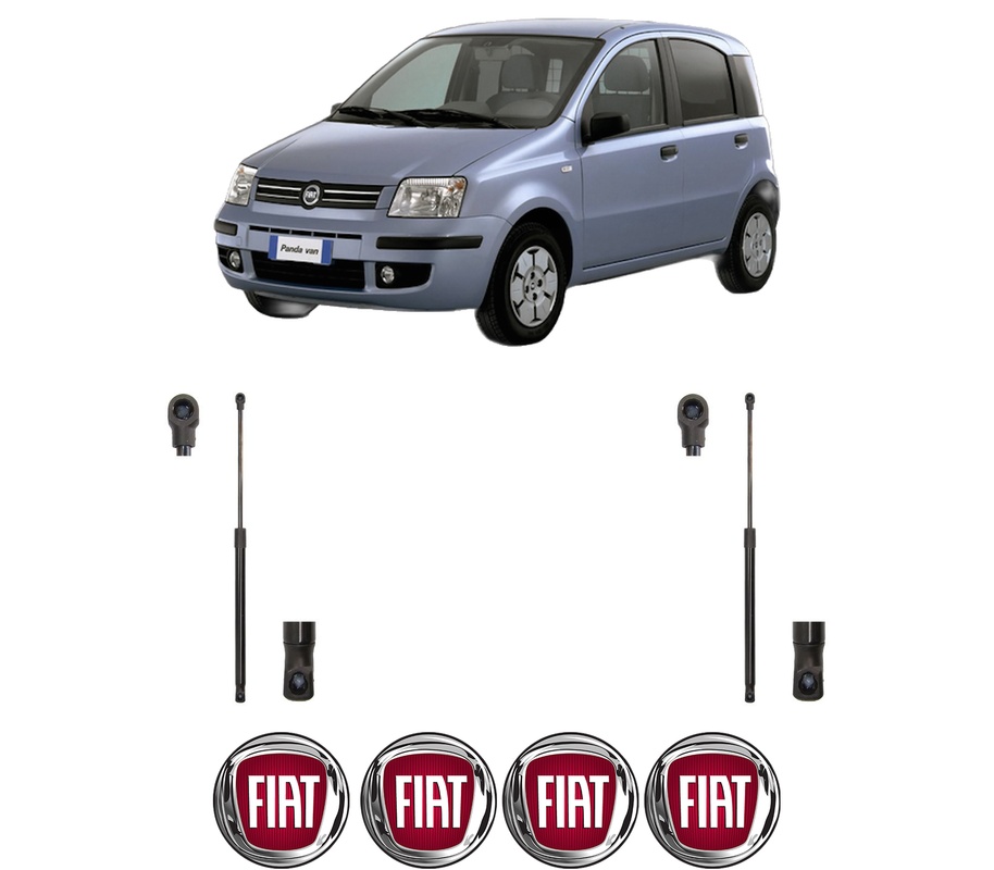 Set amortizoare portbagaj haion pentru FIAT PANDA (169_) din 2003-2013, 2 bucati, MAGNUM TECHNOLOGY, 4 stickere auto FIAT