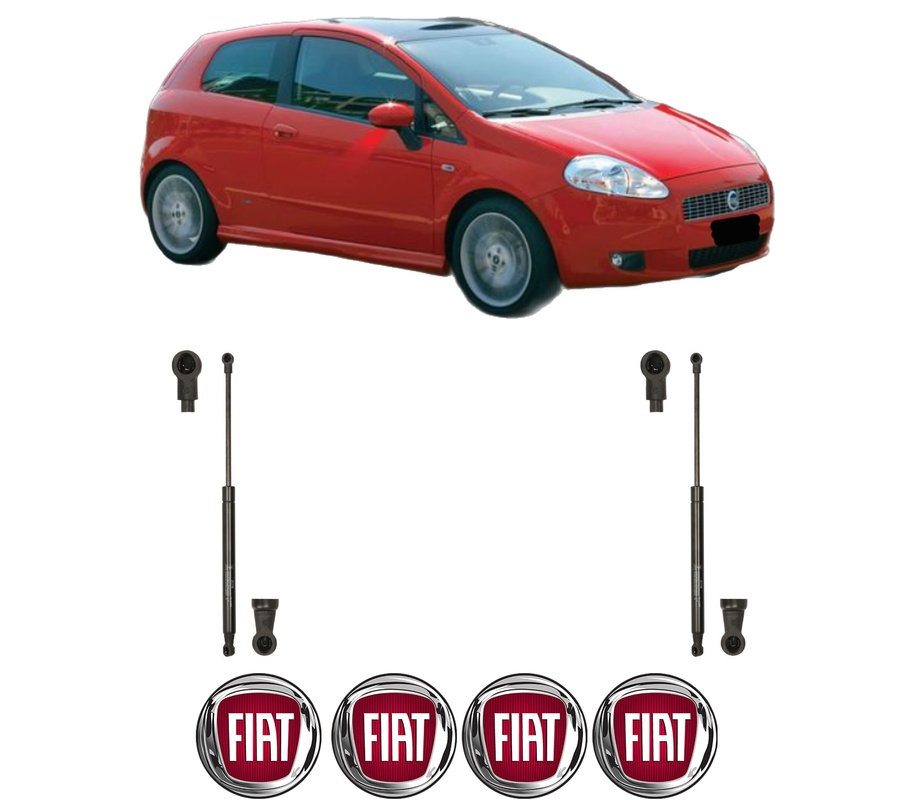 Set amortizoare portbagaj haion pentru FIAT PANDA (312_, 319_) din 2012-2020, 2 bucati, KROSNO, 4 stickere auto FIAT