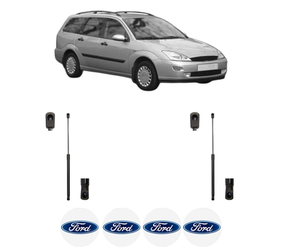 Set amortizoare portbagaj haion pentru FORD FOCUS I Turnier (DNW) din 1999-2005, 2 bucati, MAGNUM TECHNOLOGY, 4 stickere auto FORD