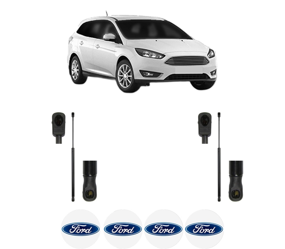 Set amortizoare portbagaj haion pentru FORD FOCUS III Estate Van din 2012-2020, 2 bucati, MAGNUM TECHNOLOGY, 4 stickere auto FORD