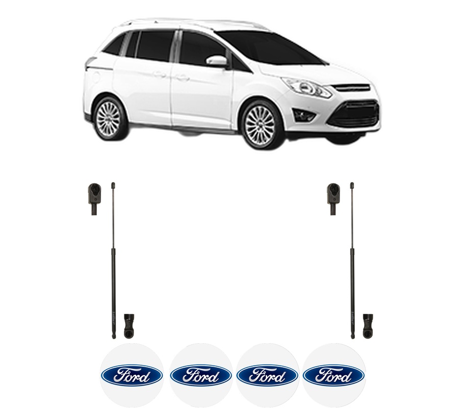 Set amortizoare portbagaj haion pentru FORD GRAND C-MAX Van din 2010-2019, 2 bucati, KROSNO, 4 stickere auto FORD