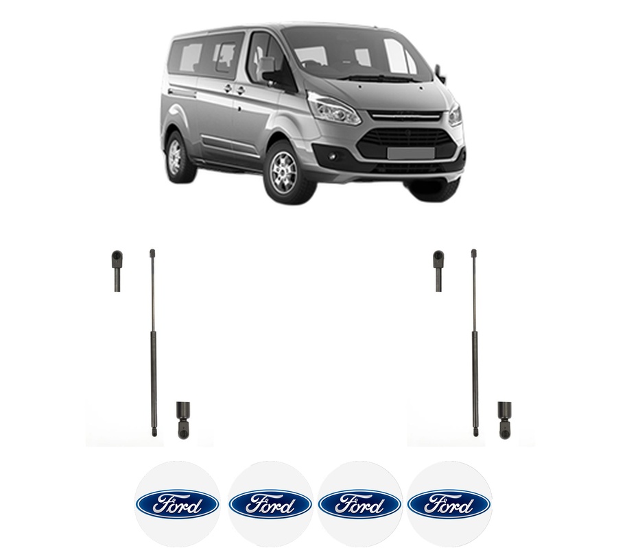 Set amortizoare portbagaj haion pentru FORD TOURNEO CUSTOM V362 Bus (F3) din 2012-2023, 2 bucati, KROSNO, 4 stickere auto FORD