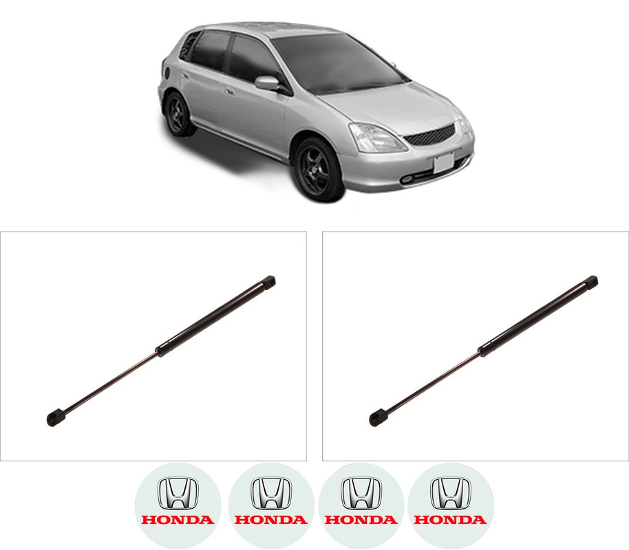 Set amortizoare portbagaj haion pentru HONDA CIVIC VII Hatchback (EU, EP, EV) din 2000-2005, 2 bucati, KROSNO, 4 stickere auto HONDA