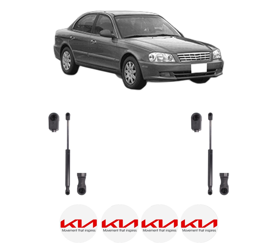 Set amortizoare portbagaj haion pentru KIA MAGENTIS I (GD, MS) din 2001-2005, 2 bucati, KROSNO, 4 stickere auto KIA
