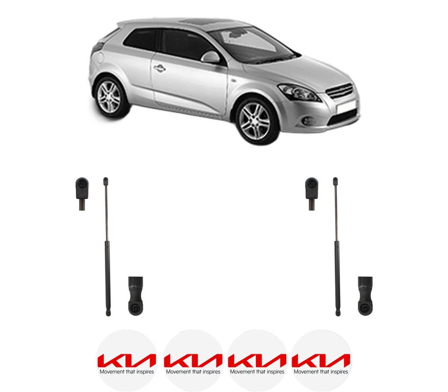 Set amortizoare portbagaj haion pentru KIA PRO CEE'D (ED) din 2008-2013, 2 bucati, KROSNO, 4 stickere auto KIA