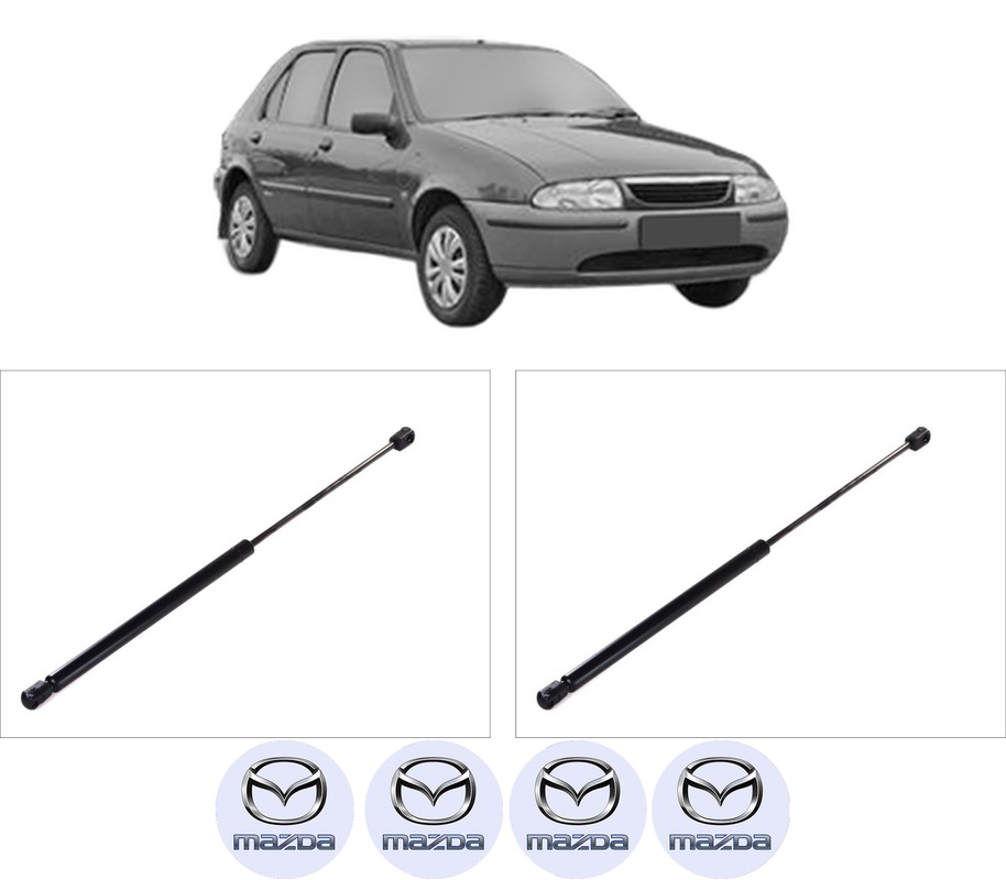 Set amortizoare portbagaj haion pentru MAZDA 121 III (JASM, JBSM) din 1996-2003, 2 bucati, KROSNO, 4 stickere auto MAZDA