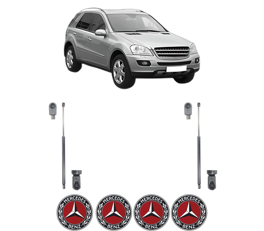 Set amortizoare portbagaj haion pentru MERCEDES-BENZ M-CLASS (W164) din 2005-2011, 2 bucati, KROSNO, 4 stickere auto MERCEDES-BENZ