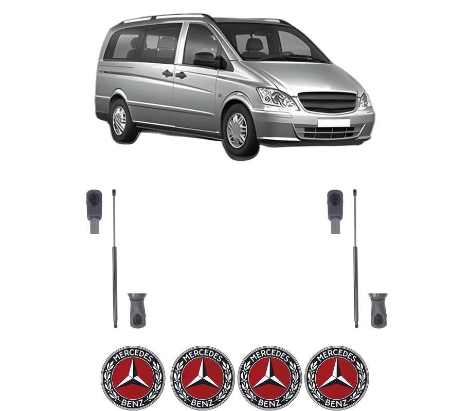 Set amortizoare portbagaj haion pentru MERCEDES-BENZ VITO Bus (W639) din 2003-2014, 2 bucati, MAGNUM TECHNOLOGY, 4 stickere auto MERCEDES-BENZ