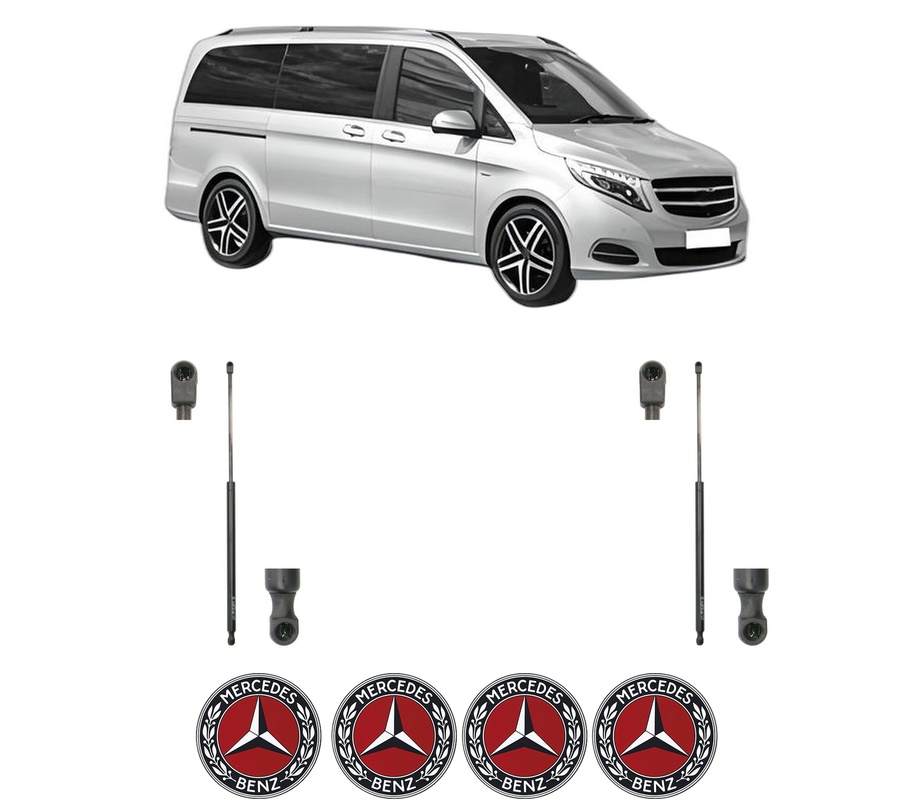 Set amortizoare portbagaj haion pentru MERCEDES-BENZ VITO Mixto (Double Cabin) (W447) din 2014-2024, 2 bucati, KROSNO, 4 stickere auto MERCEDES-BENZ