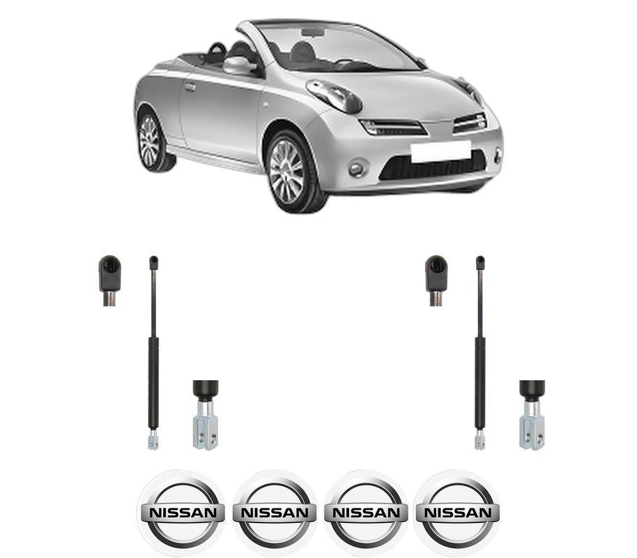 Set amortizoare portbagaj haion pentru NISSAN MICRA C+C III (K12) din 2005-2010, 2 bucati, KROSNO, 4 stickere auto NISSAN