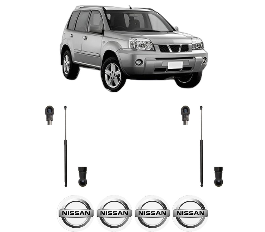 Set amortizoare portbagaj haion pentru NISSAN X-TRAIL I (T30) din 2001-2013, 2 bucati, MAGNUM TECHNOLOGY, 4 stickere auto NISSAN
