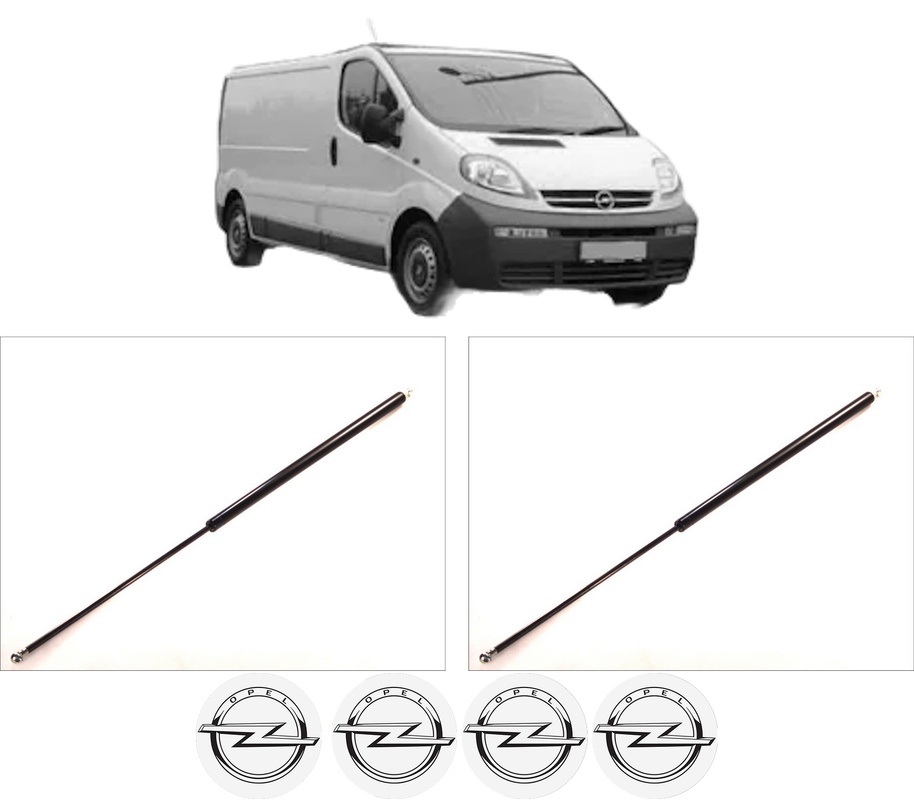 Set amortizoare portbagaj haion pentru OPEL VIVARO A Van (X83) din 2001-2014, 2 bucati, KROSNO, 4 stickere auto OPEL