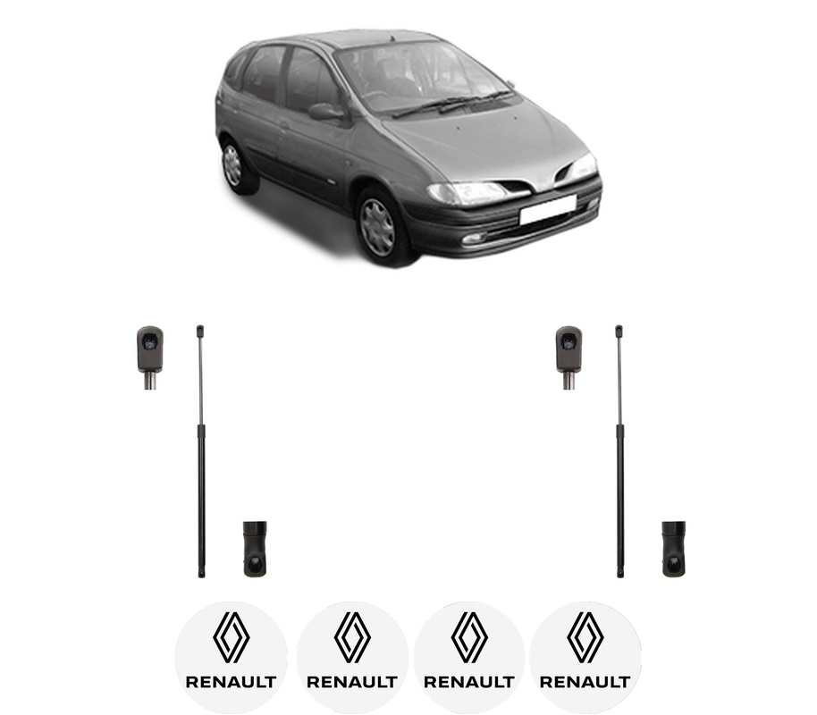 Set amortizoare portbagaj haion pentru RENAULT MEGANE Scénic (JA0/1_) din 1998-1999, 2 bucati, MAGNUM TECHNOLOGY, 4 stickere auto RENAULT