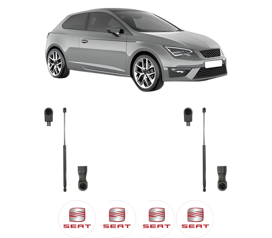 Set amortizoare portbagaj haion pentru SEAT LEON SC (5F5) din 2013-2018, 2 bucati, KROSNO, 4 stickere auto SEAT