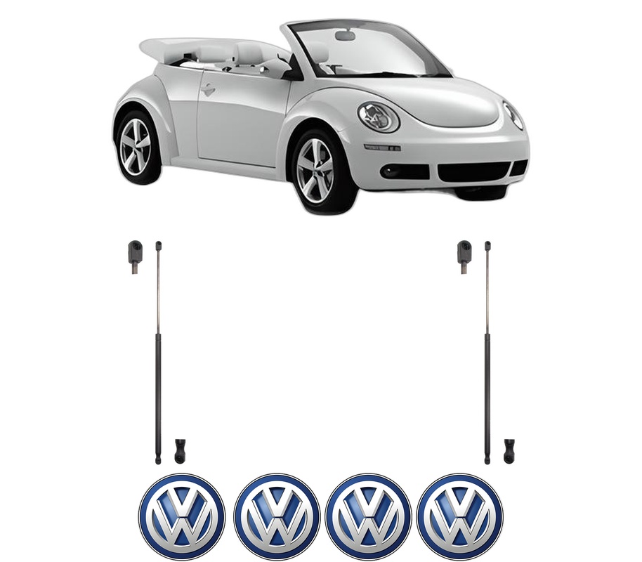 Set amortizoare portbagaj haion pentru VW BEETLE Convertible (5C7, 5C8) din 2011-2019, 2 bucati, KROSNO, 4 stickere auto VW