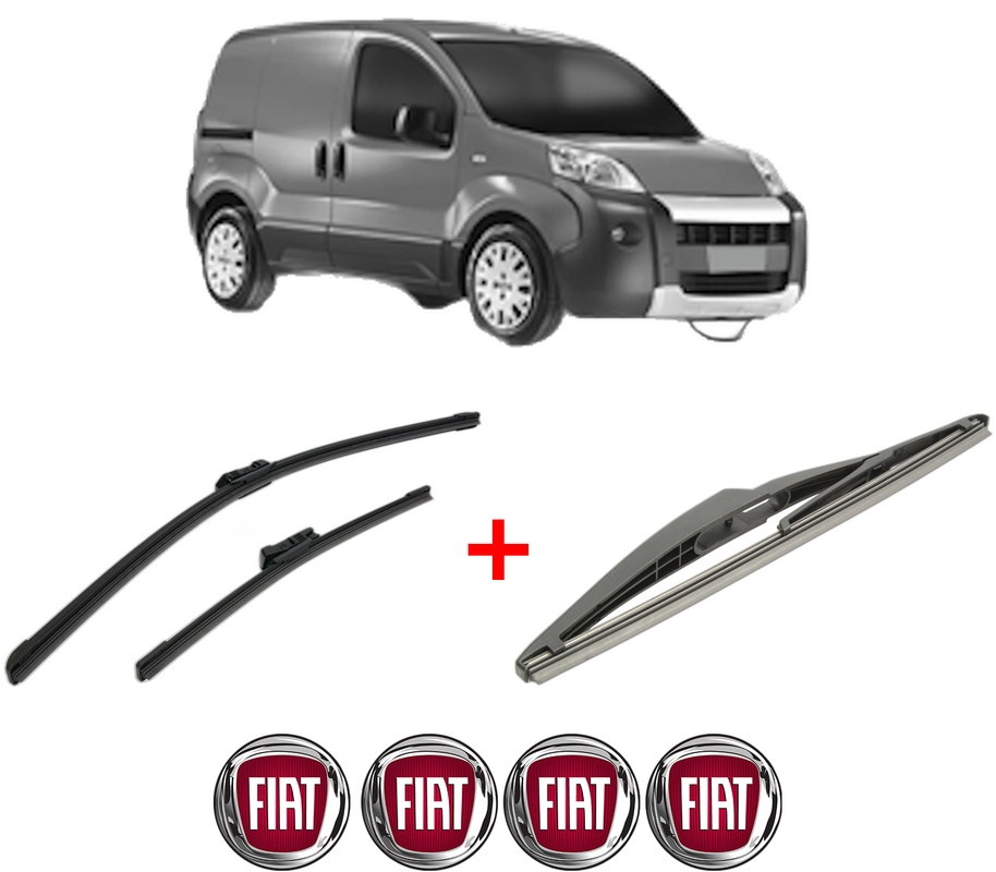 Set 3 stergatoare FIAT 500 (312_) din 2007, pentru parbriz si luneta fata si spate auto, Bosch Twin, din cauciuc siliconat rezistent, 4 Stickere Auto FIAT
