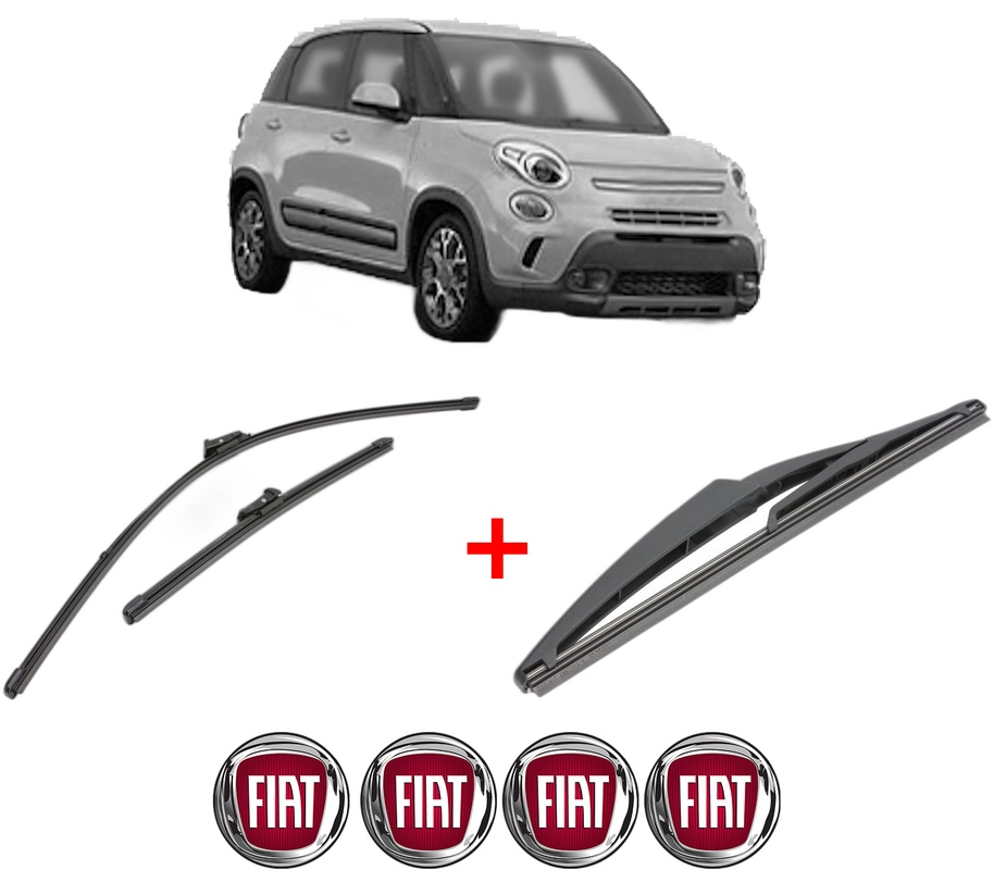 Set 3 stergatoare FIAT 500L (351_, 352_) din 2012 - 2018, pentru parbriz si luneta fata si spate auto, Valeo Silencio, din cauciuc siliconat rezistent, 4 Stickere Auto FIAT