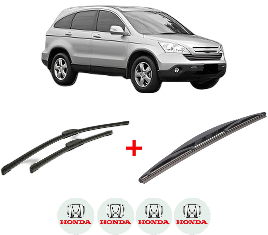 Set 3 stergatoare HONDA CR-V III (RE_) din 2006 - 2012, pentru parbriz si luneta fata si spate auto, Bosch Twin, din cauciuc siliconat rezistent, 4 Stickere Auto HONDA