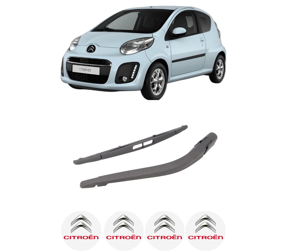 Set brat stergator spate cu lamela pentru CITROEN C1 (PM_, PN_) din 2005-2014, pentru spate, din cauciuc siliconat rezistent, Cri-Flo, 4 stickere auto CITROEN