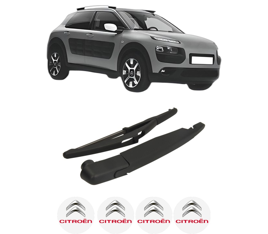 Set brat stergator spate cu lamela pentru CITROEN C4 CACTUS din 2014-2018, pentru spate, din cauciuc siliconat rezistent, Cri-Flo, 4 stickere auto CITROEN