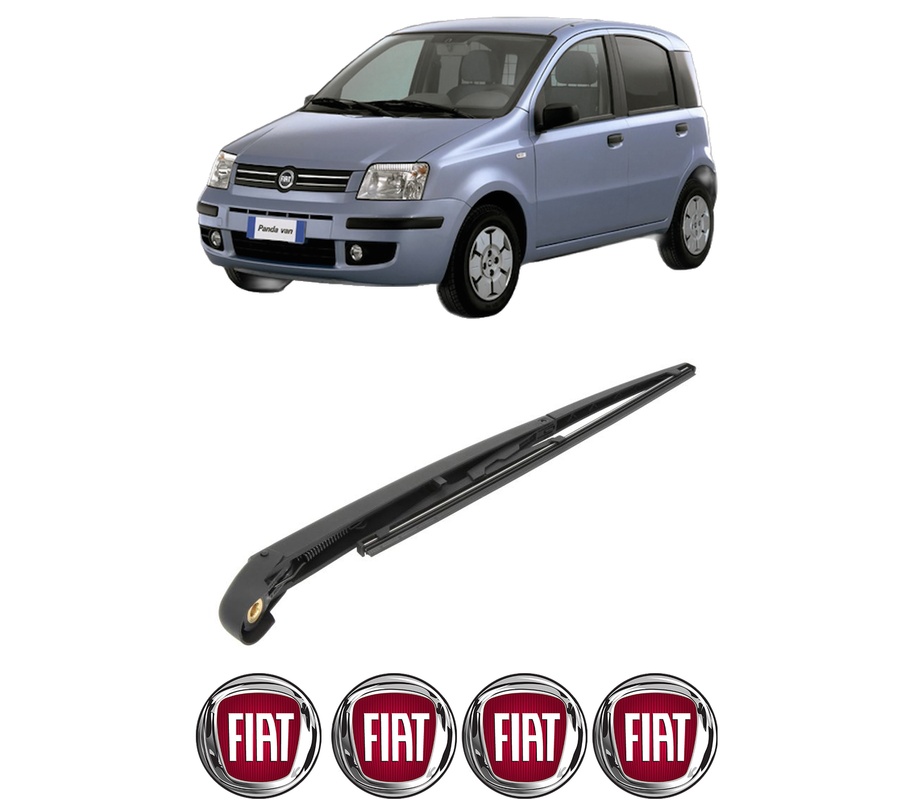 Set brat stergator spate cu lamela pentru FIAT PANDA (169_) din 2003-2013, pentru spate, din cauciuc siliconat rezistent, Cri-Flo, 4 stickere auto FIAT