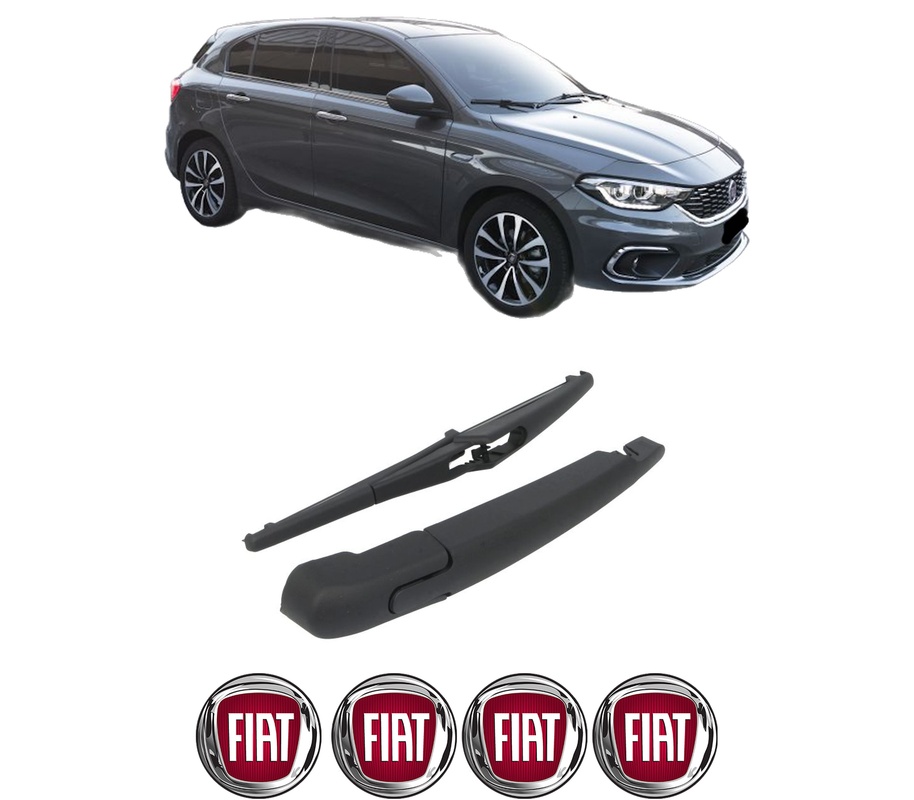Set brat stergator spate cu lamela pentru FIAT TIPO Hatchback (356_, 357_) din 2016-2020, pentru spate, din cauciuc siliconat rezistent, Cri-Flo, 4 stickere auto FIAT