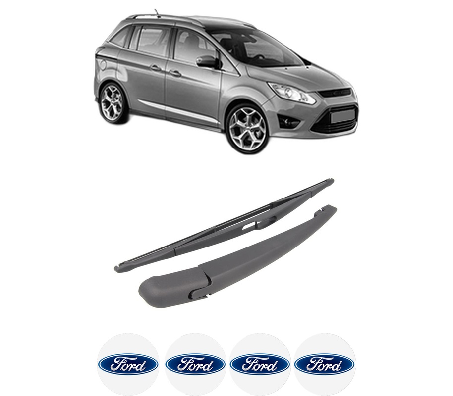 Set brat stergator spate cu lamela pentru FORD GRAND C-MAX (DXA/CB7, DXA/CEU) din 2010-2019, pentru spate, din cauciuc siliconat rezistent, Cri-Flo, 4 stickere auto FORD