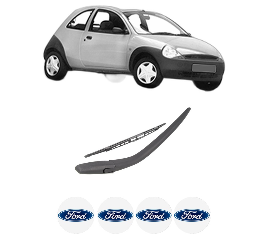 Set brat stergator spate cu lamela pentru FORD KA (RB_) din 1996-2008, pentru spate, din cauciuc siliconat rezistent, Cri-Flo, 4 stickere auto FORD