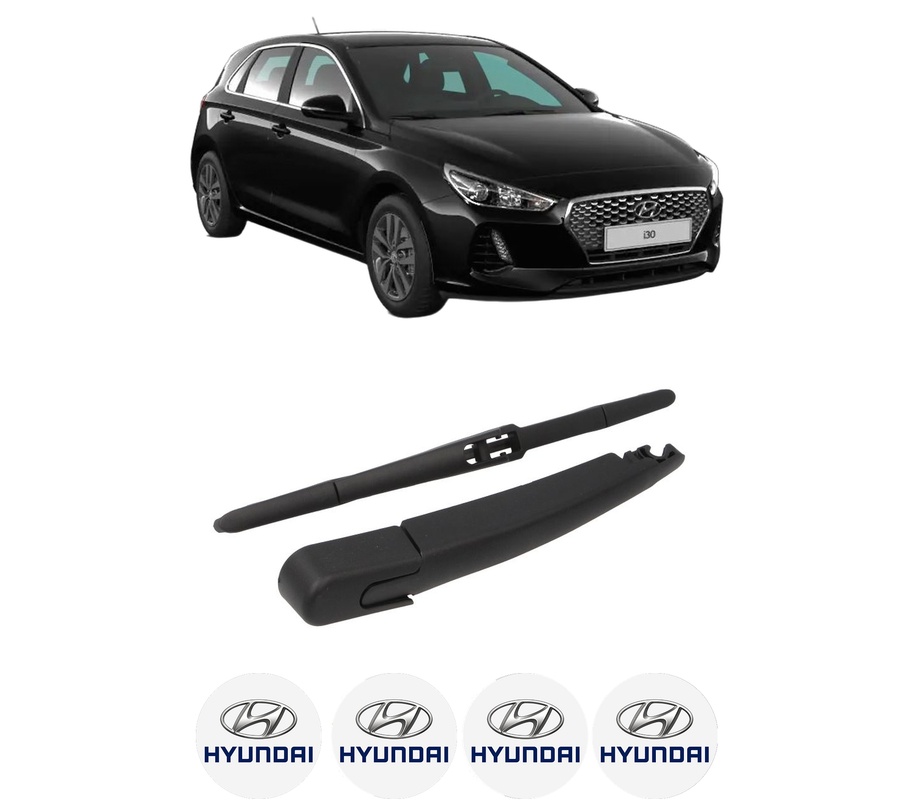 Set brat stergator spate cu lamela pentru HYUNDAI i30 (PDE, PD, PDEN) din 2016-2020, pentru spate, din cauciuc siliconat rezistent, Cri-Flo, 4 stickere auto HYUNDAI