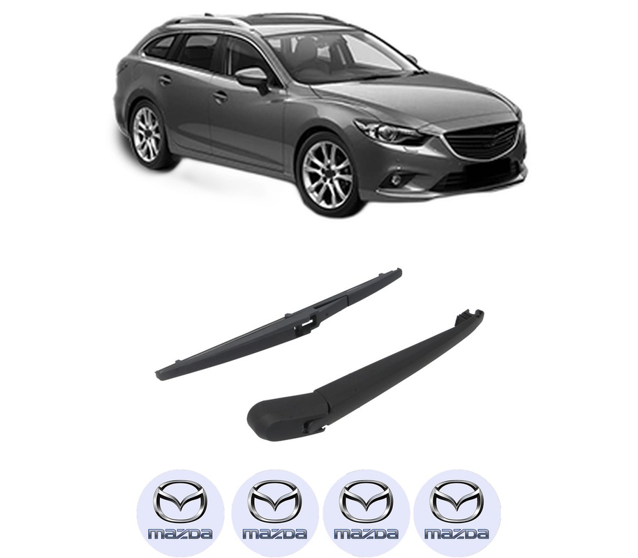 Set brat stergator spate cu lamela pentru MAZDA 6 Estate (GJ, GL) din 2012-2020, pentru spate, din cauciuc siliconat rezistent, Cri-Flo, 4 stickere auto MAZDA