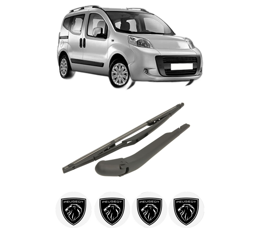 Set brat stergator spate cu lamela pentru PEUGEOT BIPPER TEPEE din 2008-2010, pentru spate, din cauciuc siliconat rezistent, Cri-Flo, 4 stickere auto PEUGEOT