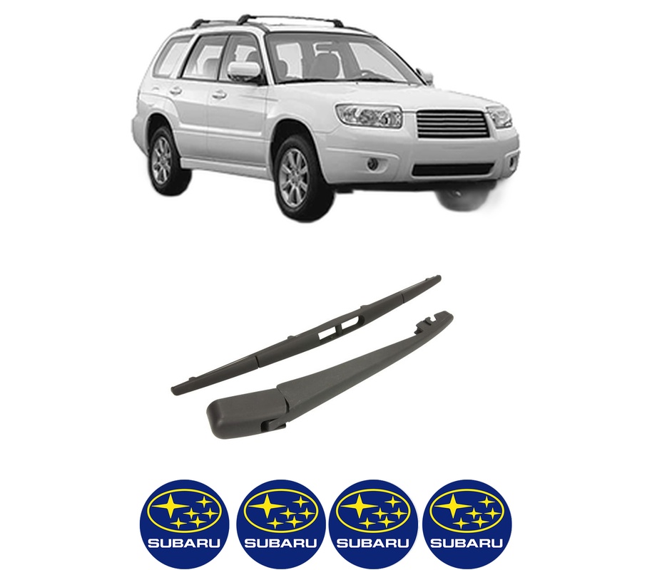 Set brat stergator spate cu lamela pentru SUBARU FORESTER (SH_) din 2008-2013, pentru spate, din cauciuc siliconat rezistent, Cri-Flo, 4 stickere auto SUBARU