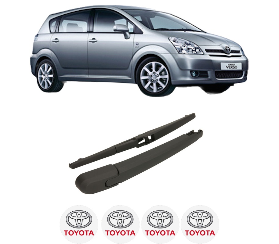 Set brat stergator spate cu lamela pentru TOYOTA COROLLA Verso (ZER_, ZZE12_, R1_) din 2004-2009, pentru spate, din cauciuc siliconat rezistent, Cri-Flo, 4 stickere auto TOYOTA