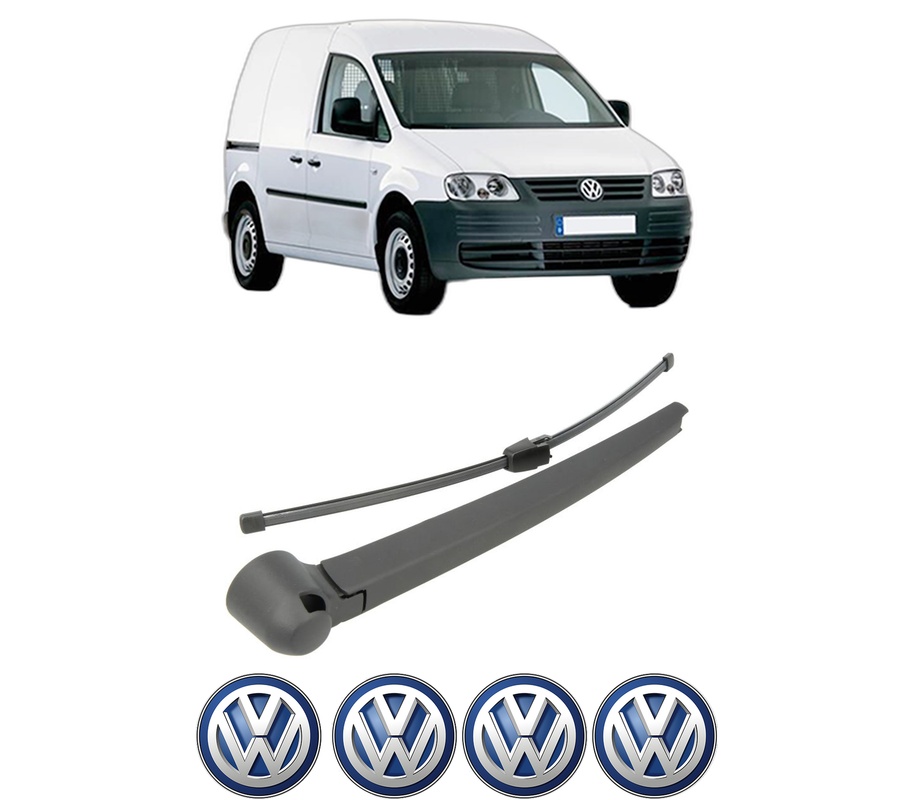 Set brat stergator spate cu lamela pentru VW CADDY III MPV (2KB, 2KJ, 2CB, 2CJ) din 2004-2015, pentru spate, din cauciuc siliconat rezistent, Cri-Flo, 4 stickere auto VW