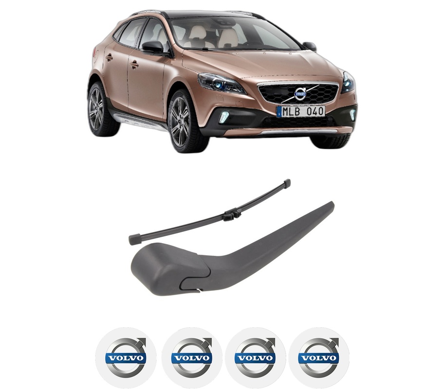 Set brat stergator spate cu lamela pentru VOLVO V40 Cross Country (526) din 2012-2019, pentru spate, din cauciuc siliconat rezistent, Cri-Flo, 4 stickere auto VOLVO
