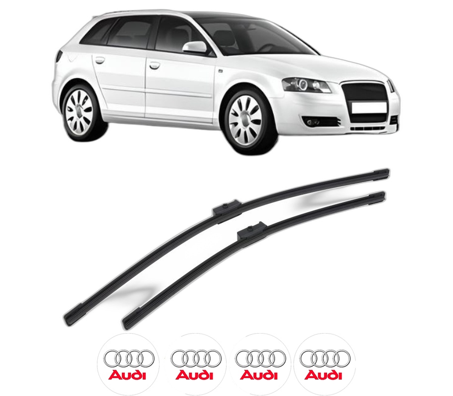 Set stergatoare auto AUDI A3 Sportback (8PA) din 2004-2013, pentru parbriz auto, 2 bucati, Bosch Aerotwin, din cauciuc siliconat rezistent, 4 Stickere Auto AUDI