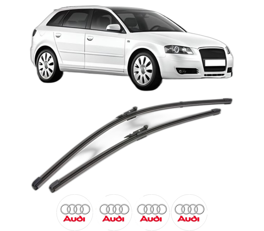 Set stergatoare auto AUDI A3 Sportback (8PA) din 2004-2013, pentru parbriz auto, 2 bucati, Valeo Silencio Xtrm, din cauciuc siliconat rezistent, 4 Stickere Auto AUDI