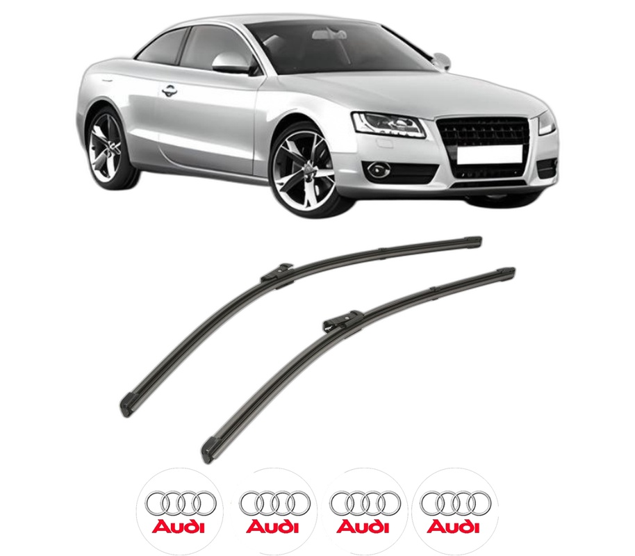 Set stergatoare auto AUDI A5 (8T3) din 2007-2017, pentru parbriz auto, 2 bucati, Valeo Silencio Xtrm, din cauciuc siliconat rezistent, 4 Stickere Auto AUDI