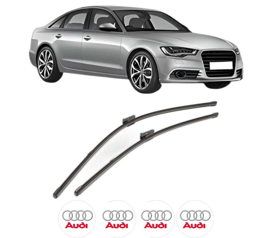 Set stergatoare auto AUDI A6 C7 (4G2, 4GC) din 2010-2018, pentru parbriz auto, 2 bucati, Valeo Silencio Xtrm, din cauciuc siliconat rezistent, 4 Stickere Auto AUDI