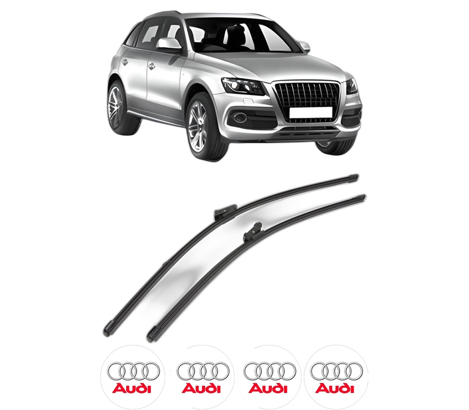 Set stergatoare auto AUDI Q5 (8RB) din 2008-2017, pentru parbriz auto, 2 bucati, Valeo Silencio Xtrm, din cauciuc siliconat rezistent, 4 Stickere Auto AUDI