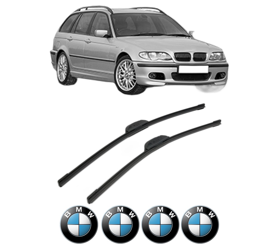 Set stergatoare auto BMW Seria 3 Touring (E46) din 1999-2003, pentru parbriz auto, 2 bucati, Bosch Aerotwin Retrofit, din cauciuc siliconat rezistent, 4 Stickere Auto BMW Seria